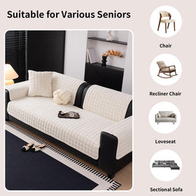 MDSASFD velvet couch cover for L-shaped sofa fits loveseat and recliner