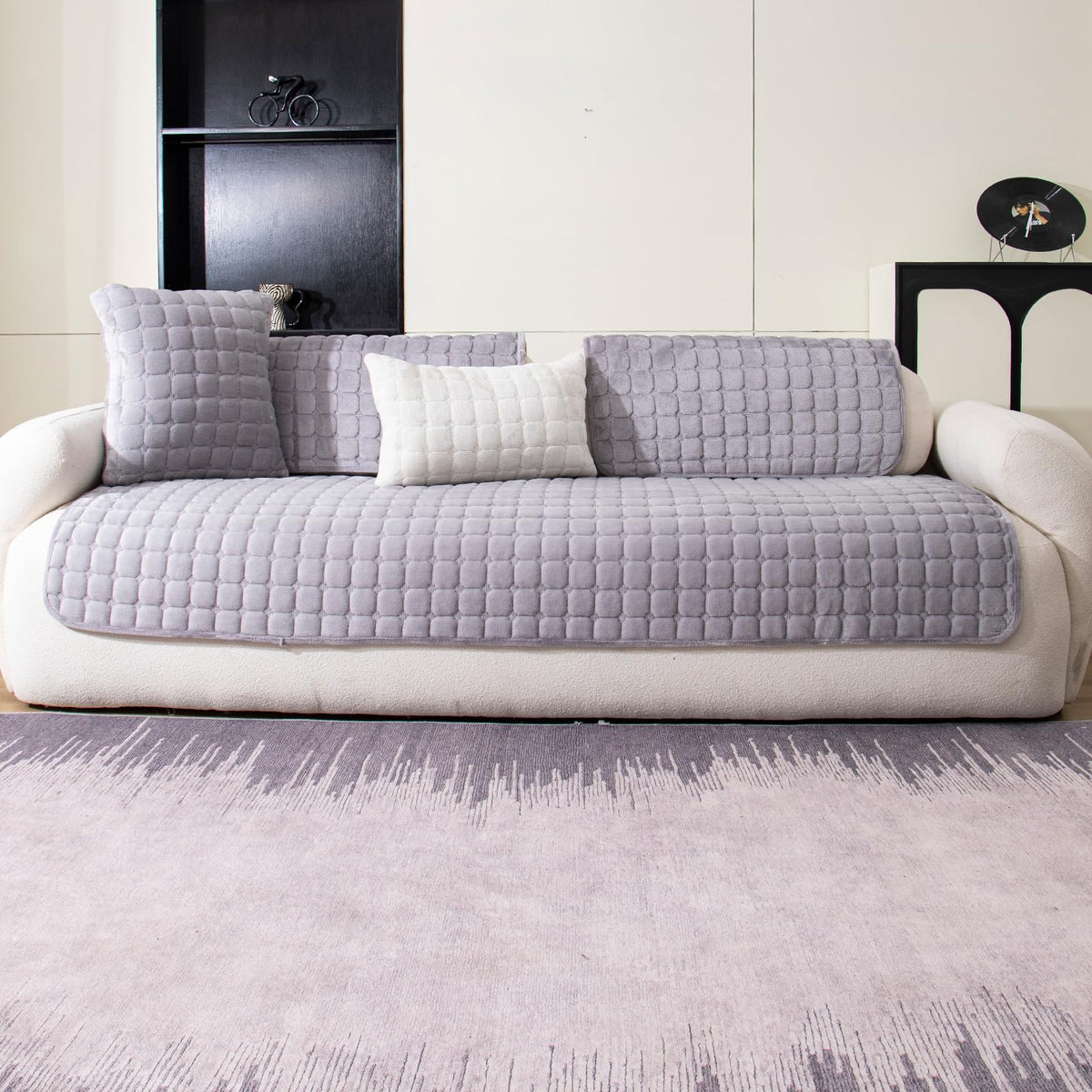 MDSASFD velvet couch cover single-piece design supports versatile placements.