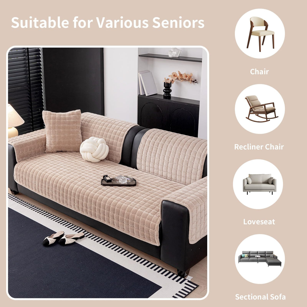 MDSASFD velvet couch cover machine washable and color-fast for easy care
