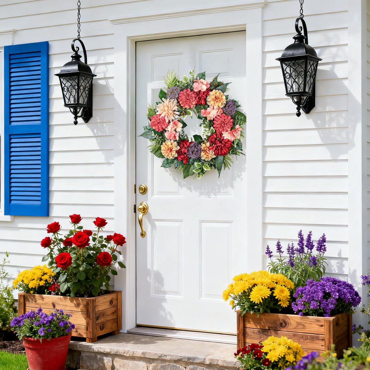 MDSTBN daisies wreath enhances cheerful interior decor