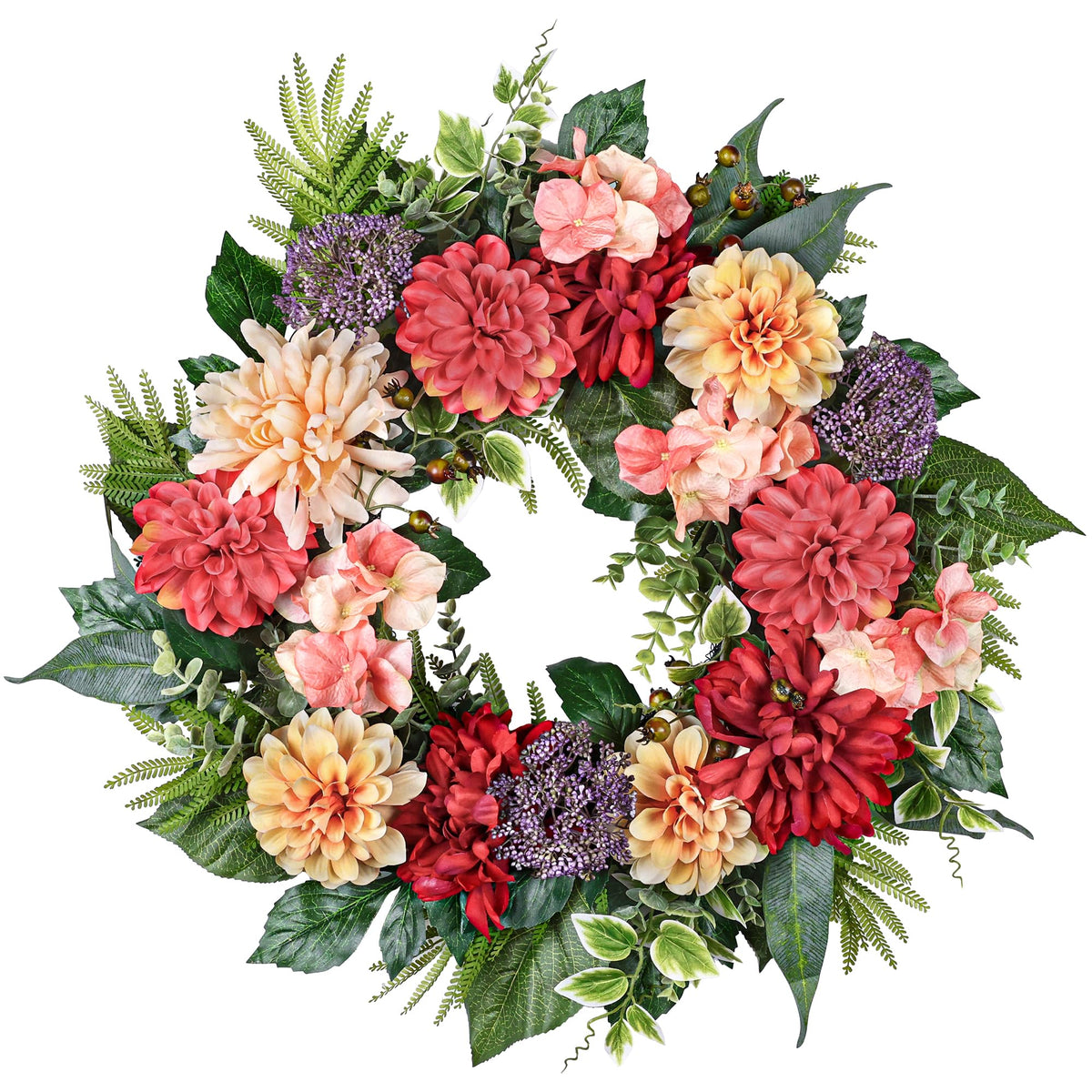 MDSTBN 24-inch spring wreath with hydrangeas brightens the front door