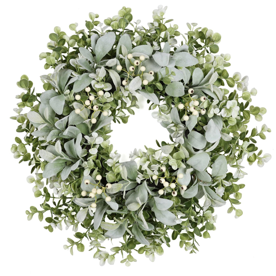 MDSTBN 26in Lambs Ear Wreath on the front door adds seasonal curb appeal.