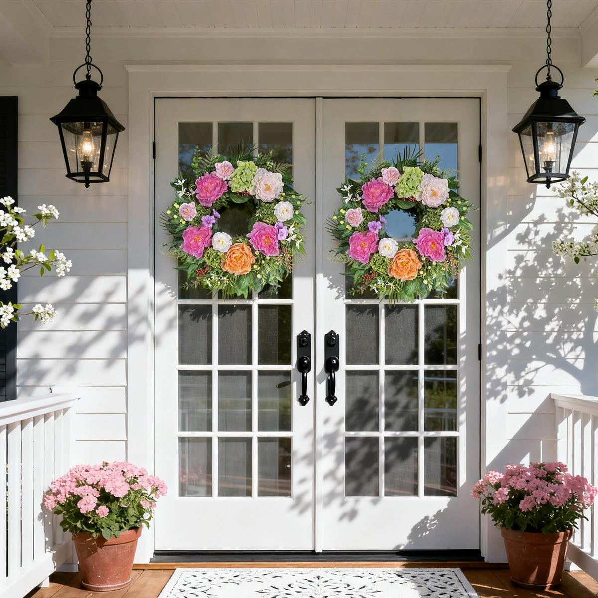 MDSTBN 24-inch front-door wreath ready to hang