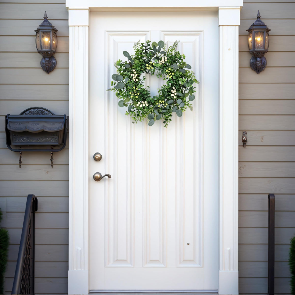 MDSTBN lifelike eucalyptus leaves create a natural, realistic focal point for entryways.