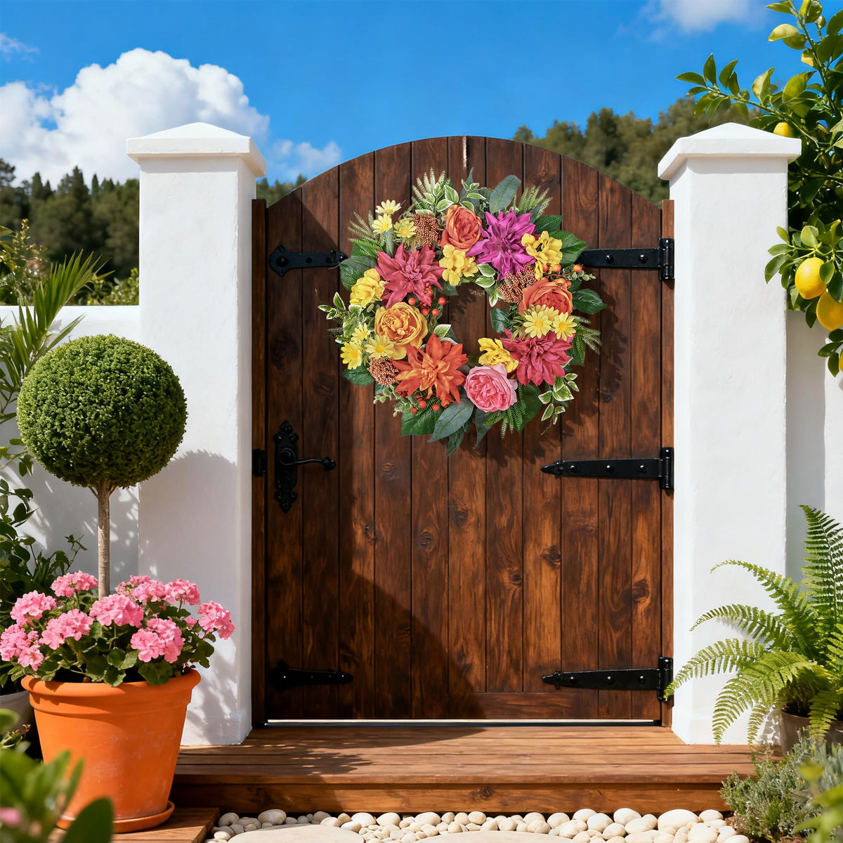 MDSTBN wreath on grapevine base designed for durable outdoor and indoor display