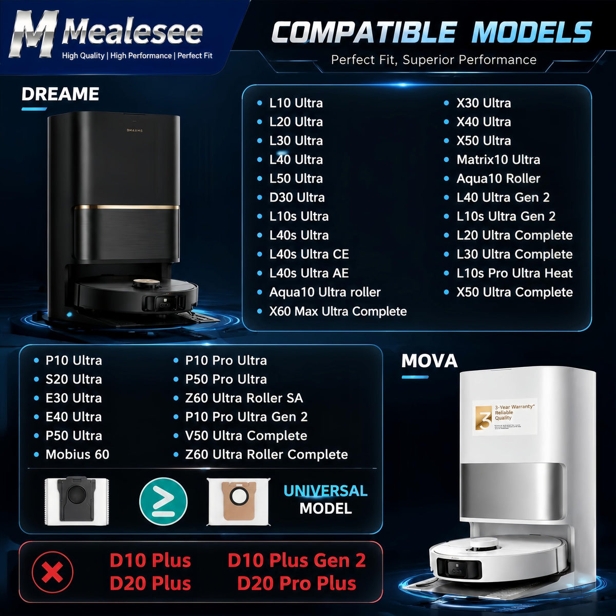 Mealesee move-s20-ultra-compatible dust bags featuring activated carbon for odor control.