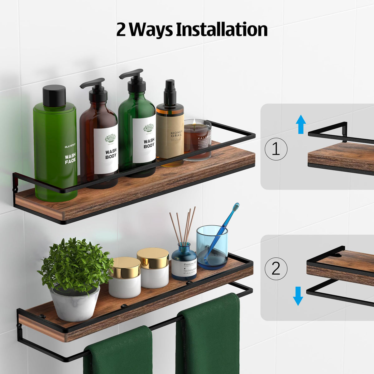 Meangood bedroom wall shelf maximizes vertical space and keeps essentials accessible