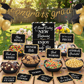 Meanplan black plastic bowls provide sturdy serving for sweets.