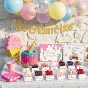 Meanplan ice cream bar banner adds festive color to dessert tables