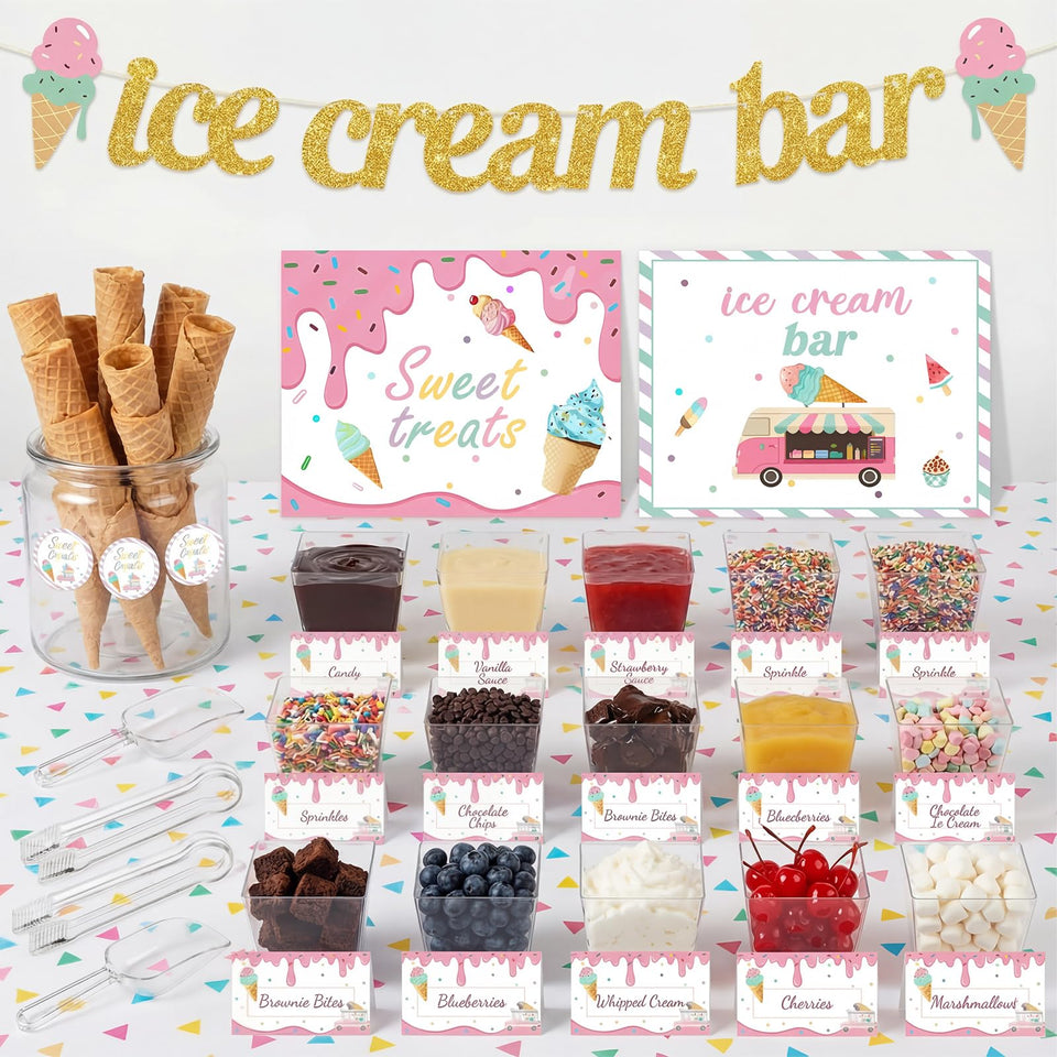 Meanplan ice cream bar cups for quick, mess-free dessert service at parties