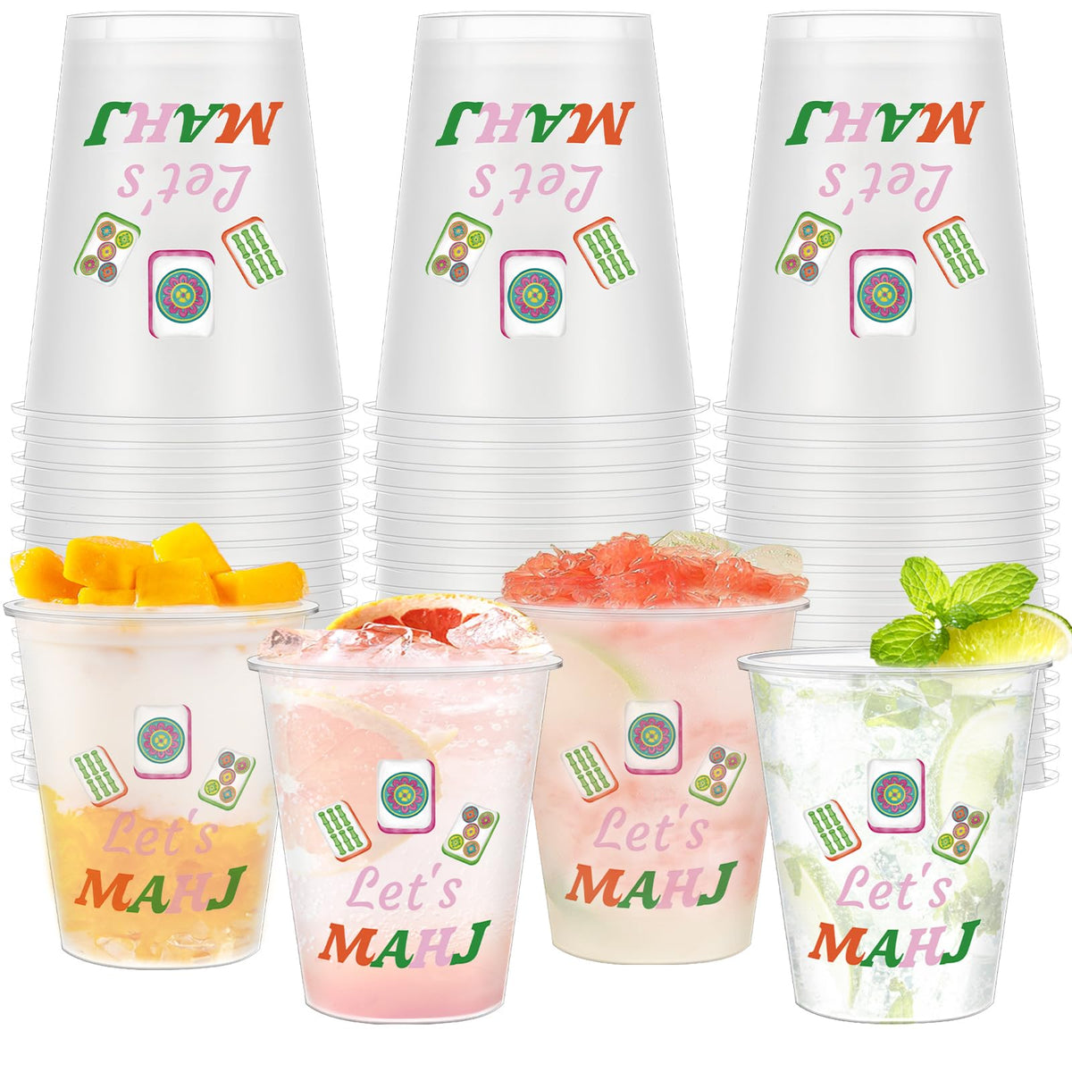 Meanplan mahjong cups with tiles pattern for game night use