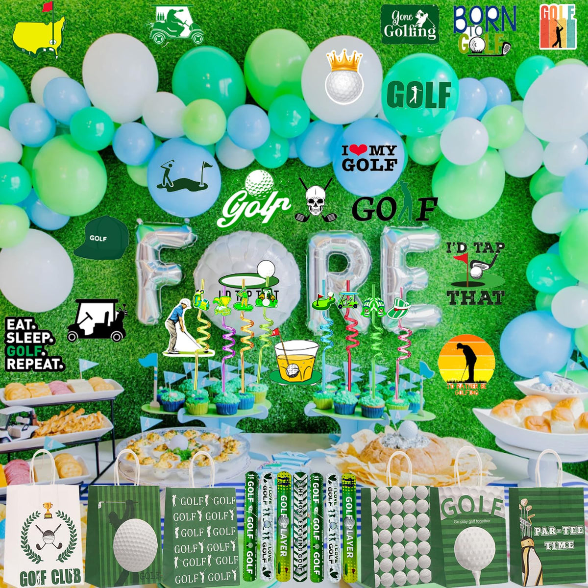 Meaxur golf sticker set—bold designs to decorate goodie bags.
