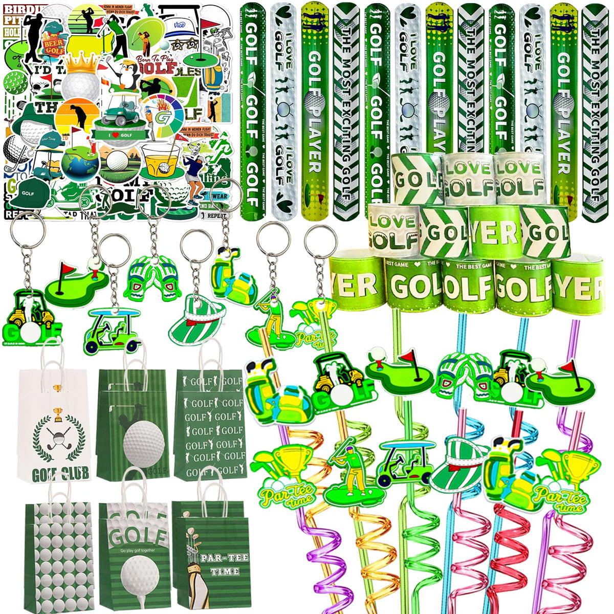 Meaxur golf theme slap bracelet—vibrant party favor for golf lovers.
