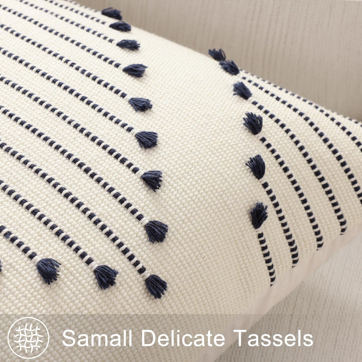 Mecatny Boho cover highlights a hidden zipper for clean sofa styling.