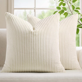 Mecatny corduroy pillow cover in cream white adds cozy texture to your sofa.