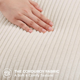 Mecatny 20x20 cream white pillow cover with corduroy texture for sofas.