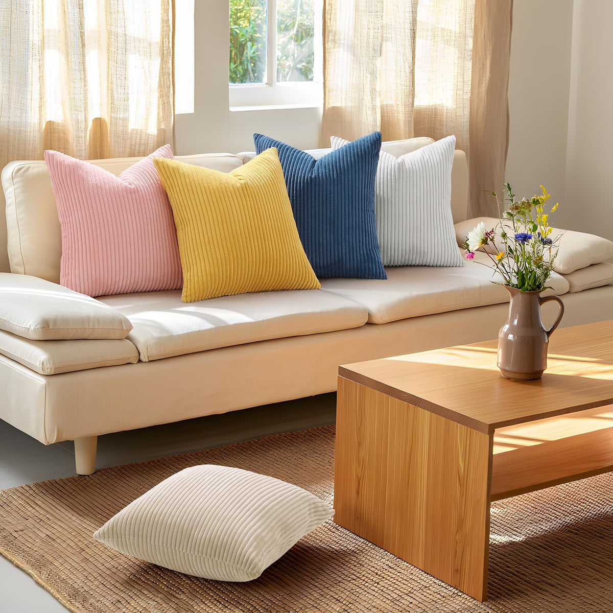Mecatny pillow cover with hidden zipper for a seamless look.