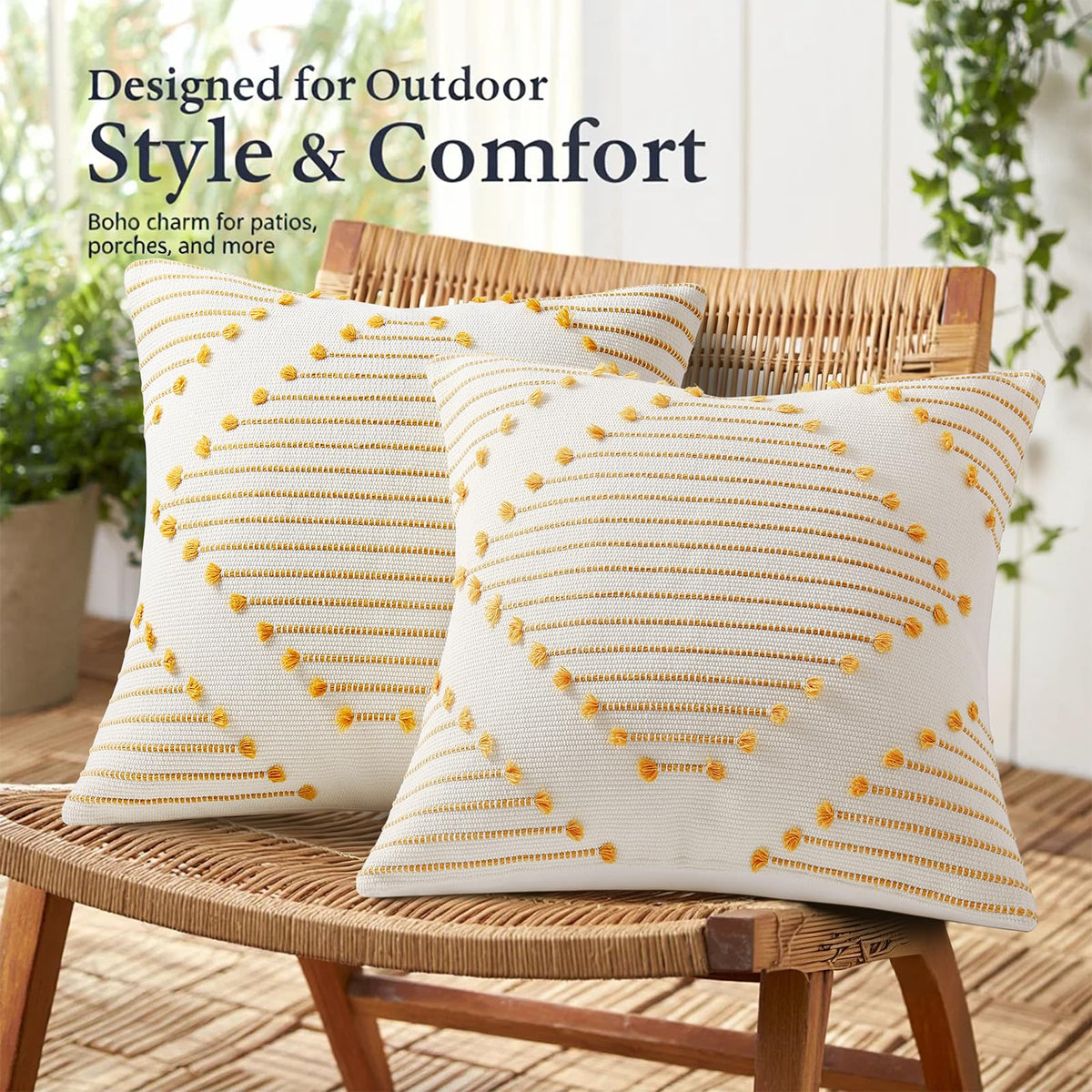 Mecatny pillow cover woven texture close-up highlights durable cotton.