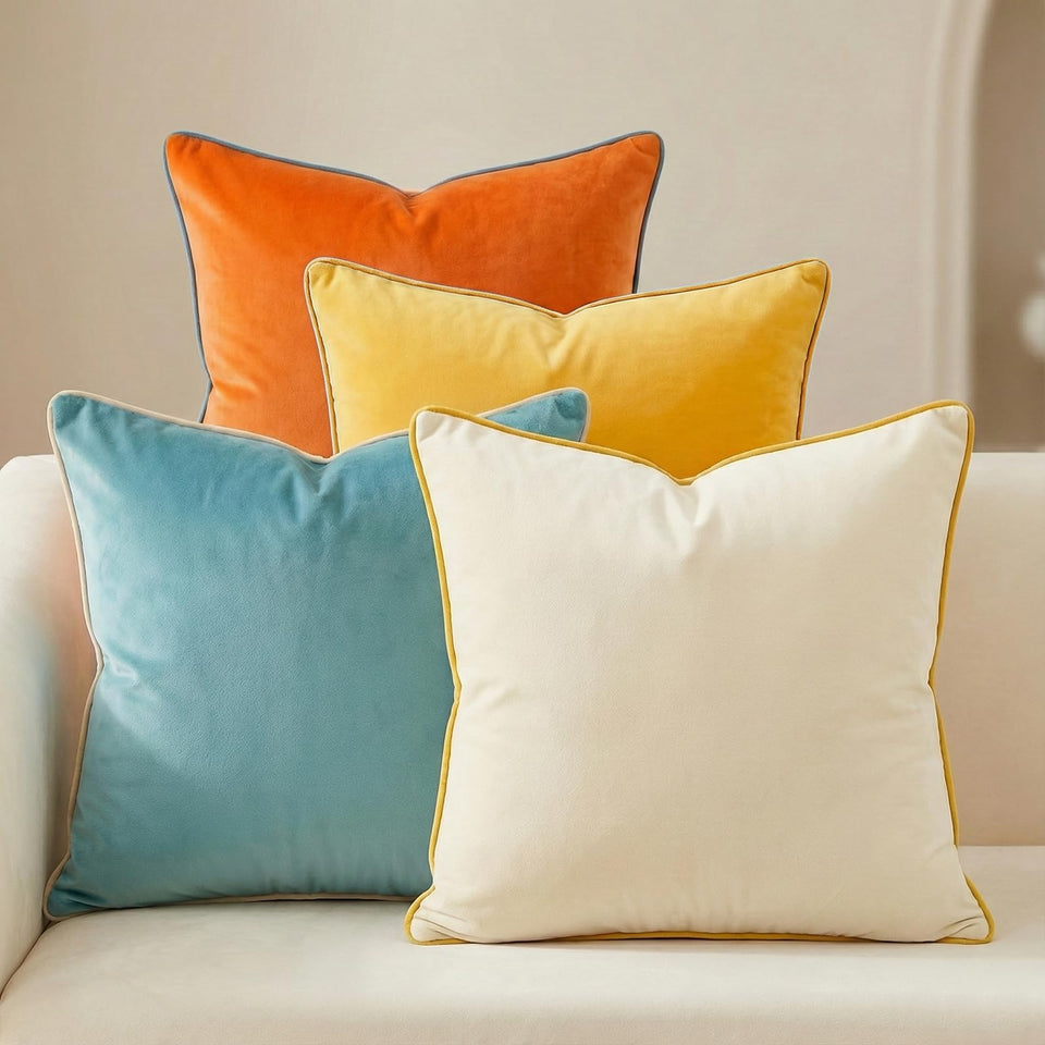 Mecatny velvet pillow cover 18x18 with four-color design adds modern depth to rooms.