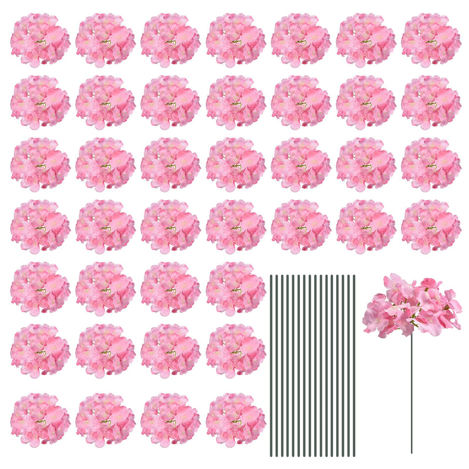 MECCANIXITY silk hydrangea pink heads for elegant wedding centerpieces.