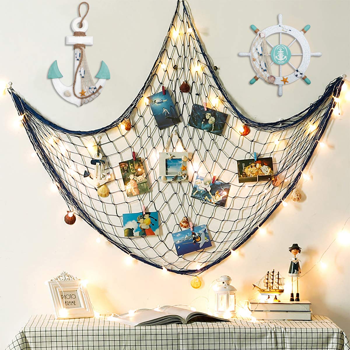 Meching lifering and shells accent piece enhances coastal storytelling on walls