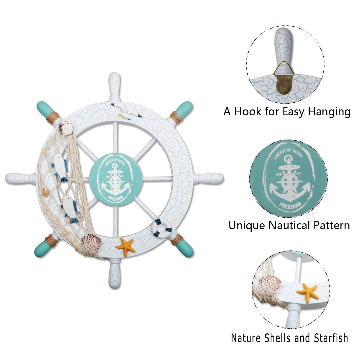 Meching nautical wall decor hook demonstrates easy installation and sturdy display