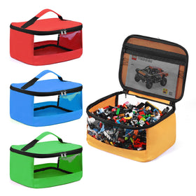 Mecozone 4-piece toy storage bags show colorful fronts for quick color-based toy sorting.