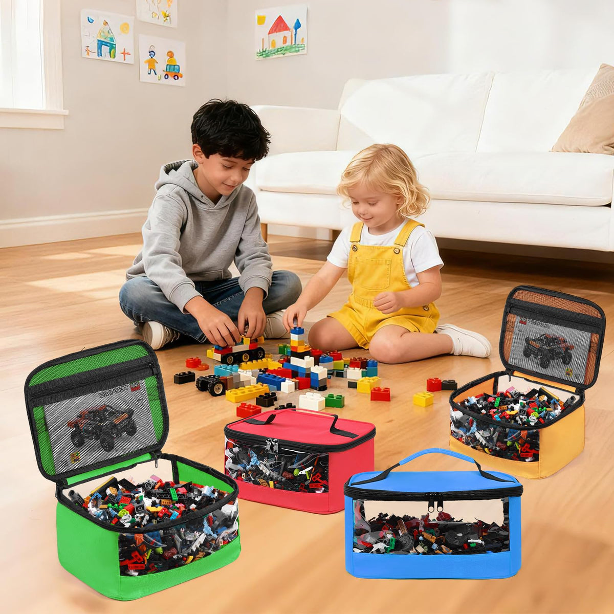 Ideal for playrooms and travel, Mecozone bags keep toys organized on the go.