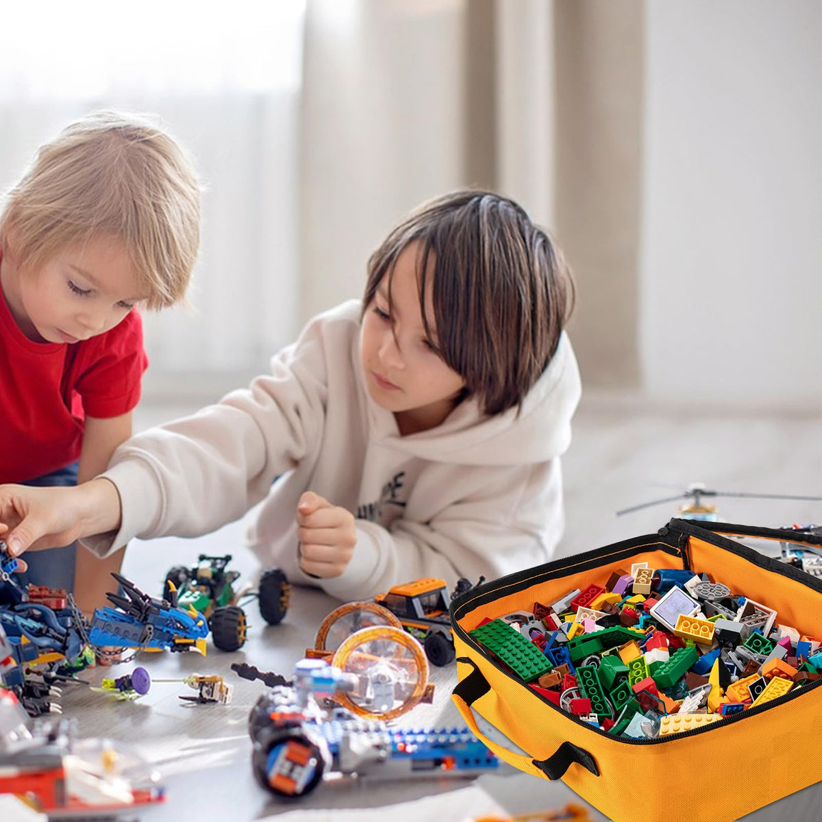 Mecozone organized toy bag keeps bricks tidy and accessible