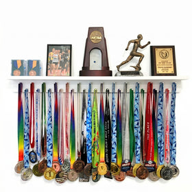Medal Awards Rack 3ft wall display with pegs for organized medals.