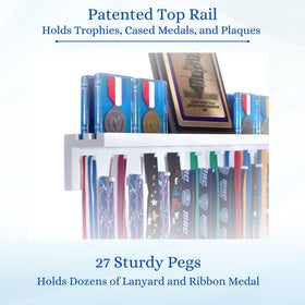 White finish on Medal Awards Rack resists chipping and sun discoloration.