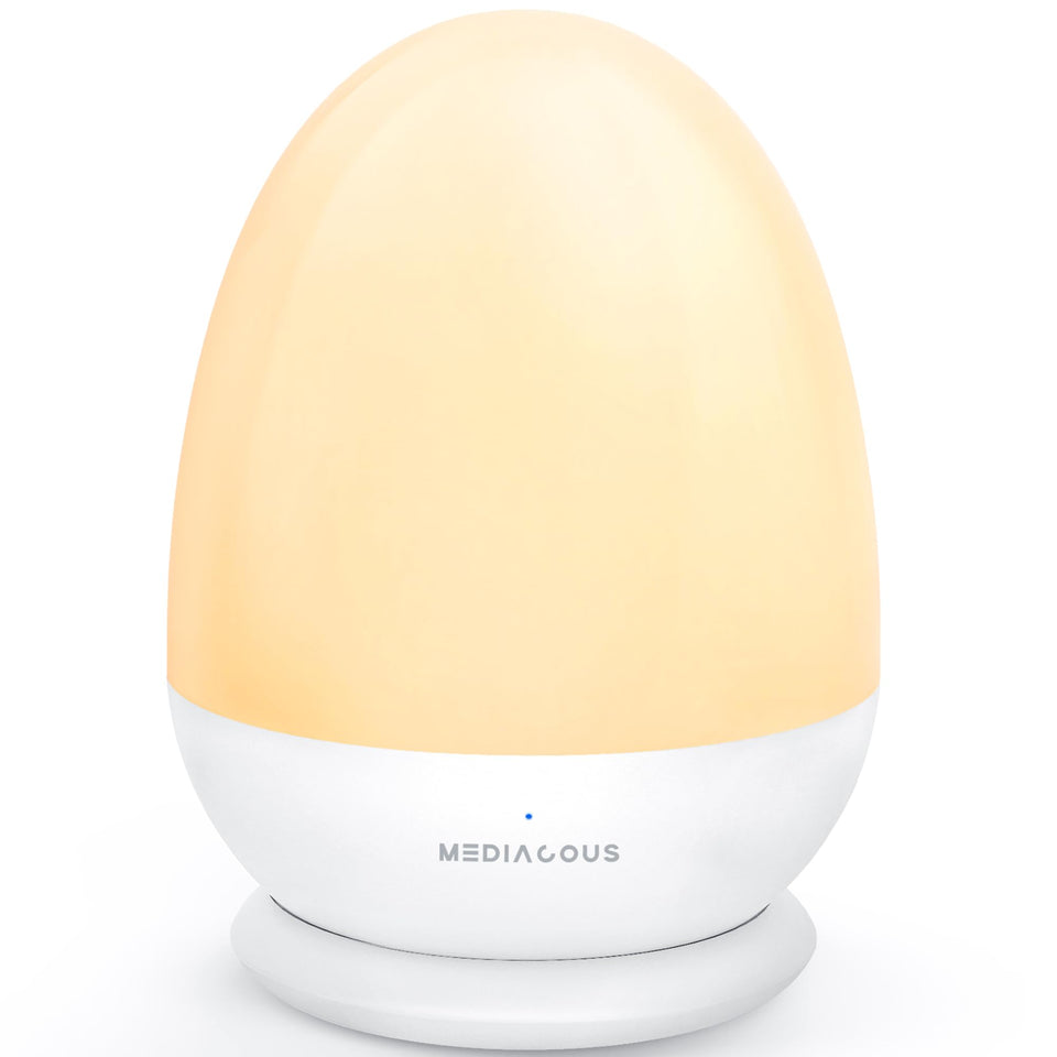 MediAcous night light for kids room with egg lamp providing gentle bedtime illumination