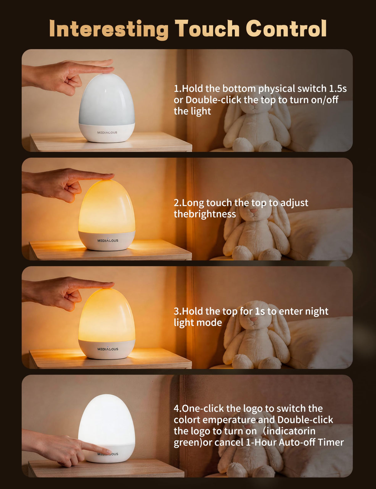 Built-in rubber handle on MediAcous egg light for easy carrying