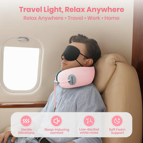 Medicane pink neck travel pillow heat settings offer personalized warmth.