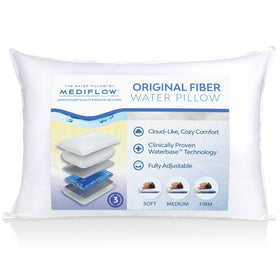 Mediflow Water Pillow waterbase technology close-up showing adjustable neck support.