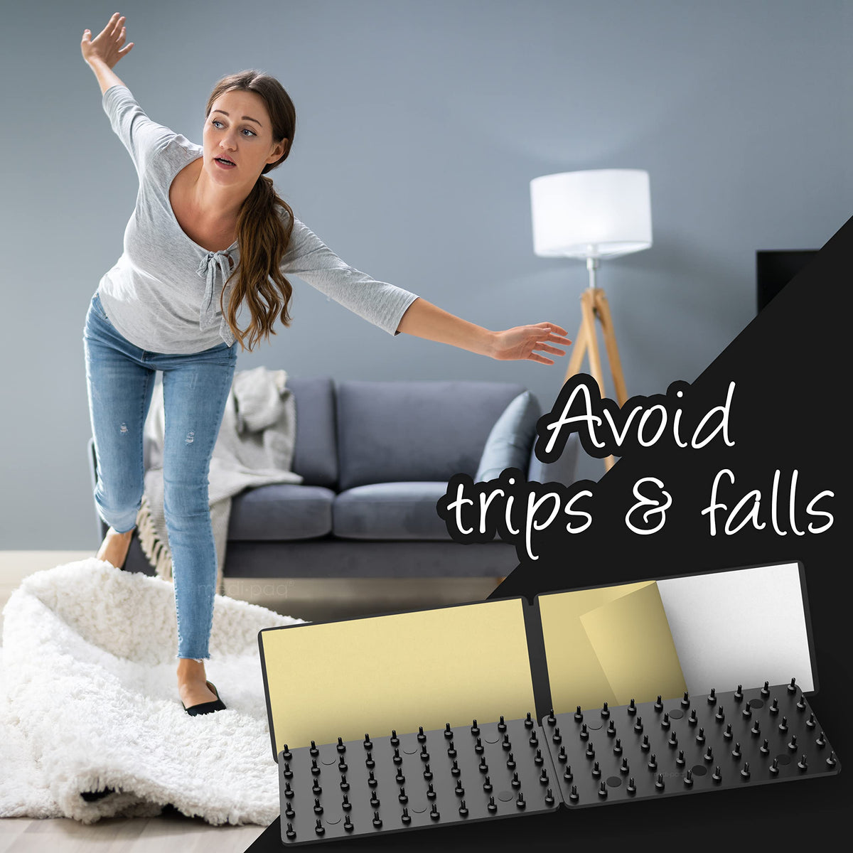 Medipaq Greatideas grip will not damage carpet while keeping rugs in place