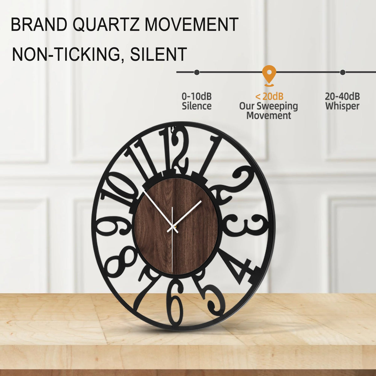 Mee 2ou MDF wood face with black numerals for timeless décor.