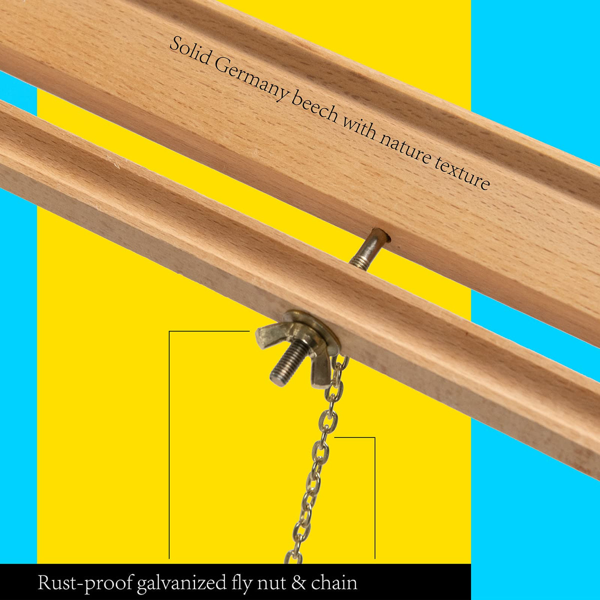 MEEDEN wood easel stand assembled at 64 inches for large canvases and displays.