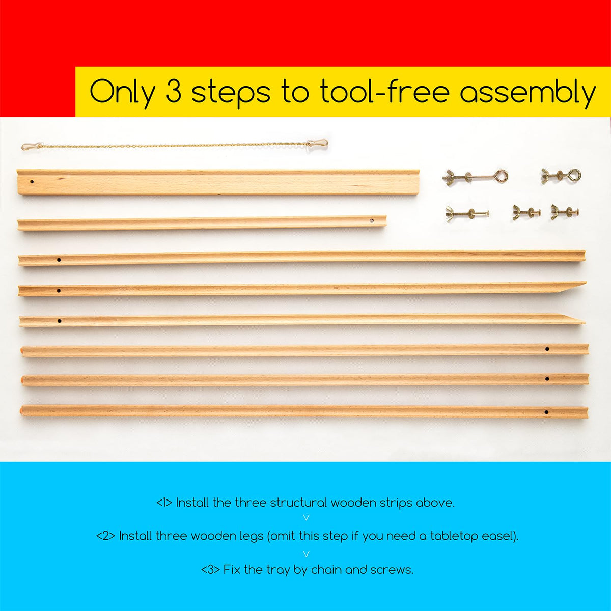 MEEDEN wood easel stand compact storage for easy transport and storage.