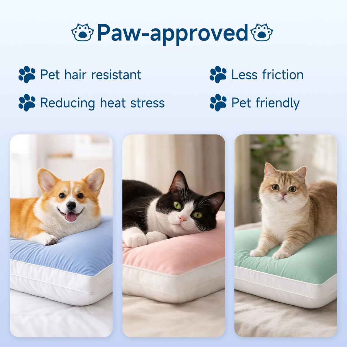 MEELUS cooling side fabric — gentle cool touch reduces heat buildup