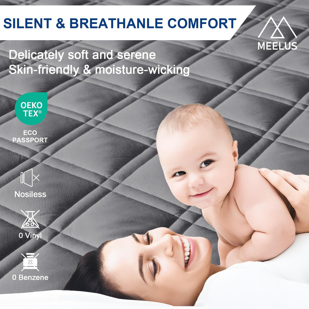 MEELUS Queen diamond-quilted surface adds gentle cushion for comfort