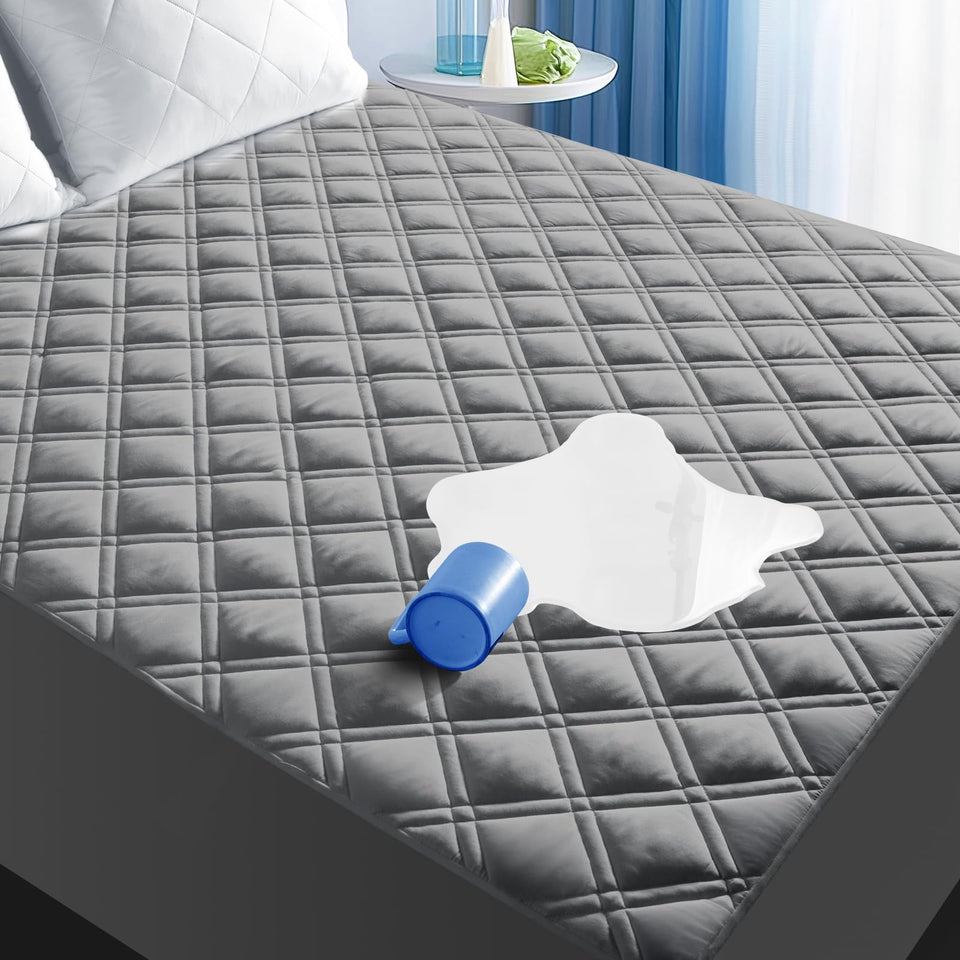 MEELUS Queen Mattress Protector showcases a waterproof barrier guarding against leaks