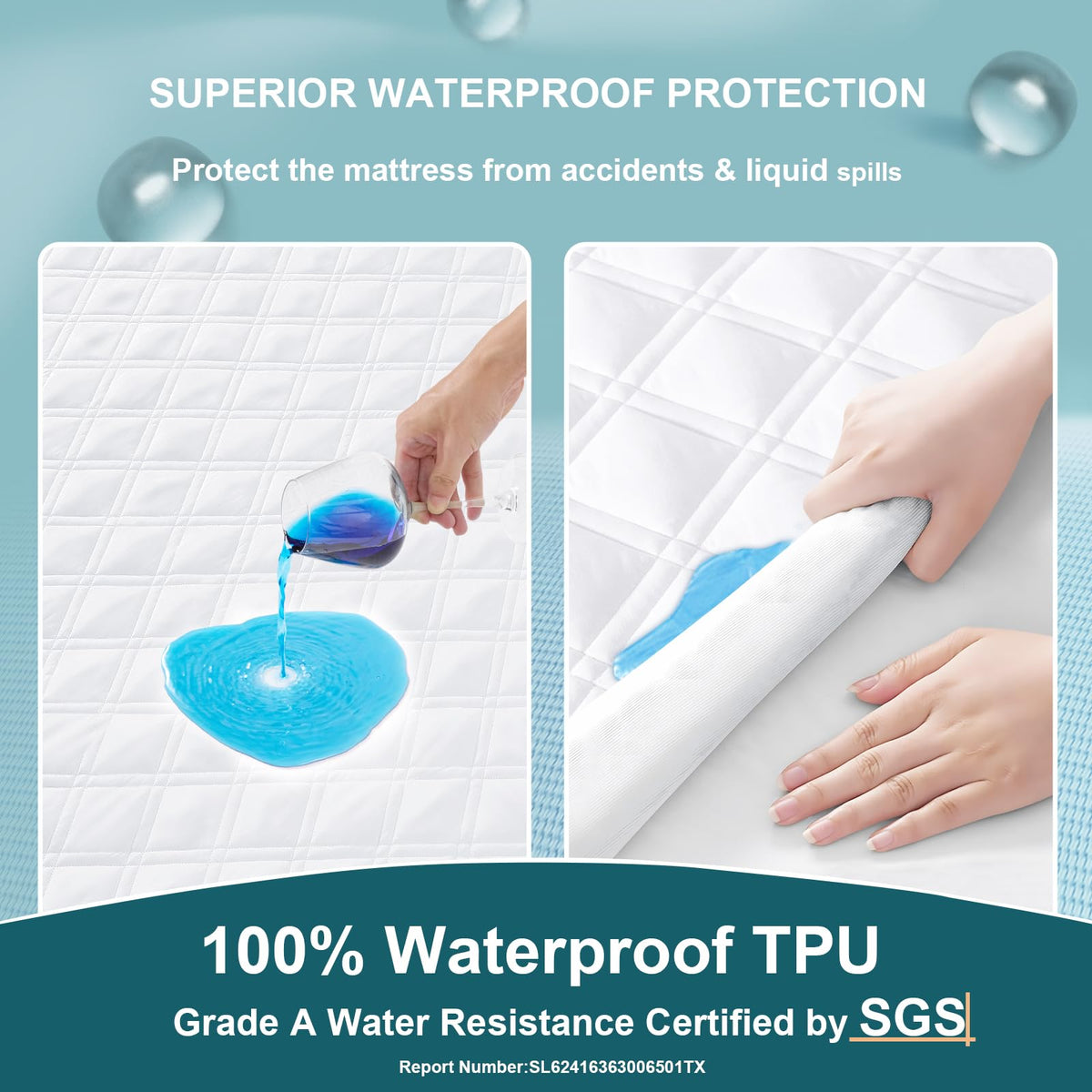 MEELUS silent breathable fabric keeps mattress protector cool and comfortable.