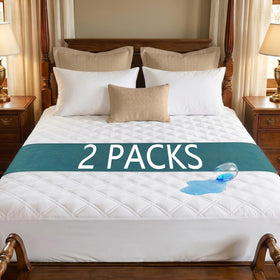 MEELUS waterproof mattress protector with full-size fit protects against leaks and stains.