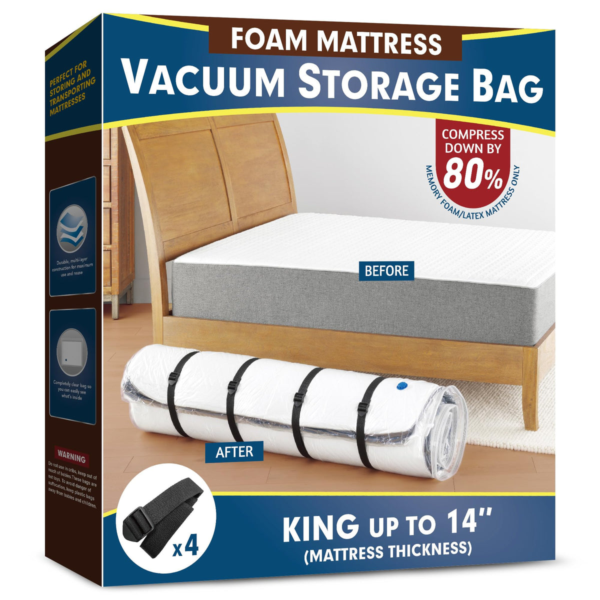 Meersburg vacuum mattress bag 14-inch capacity improves transport for memory foam