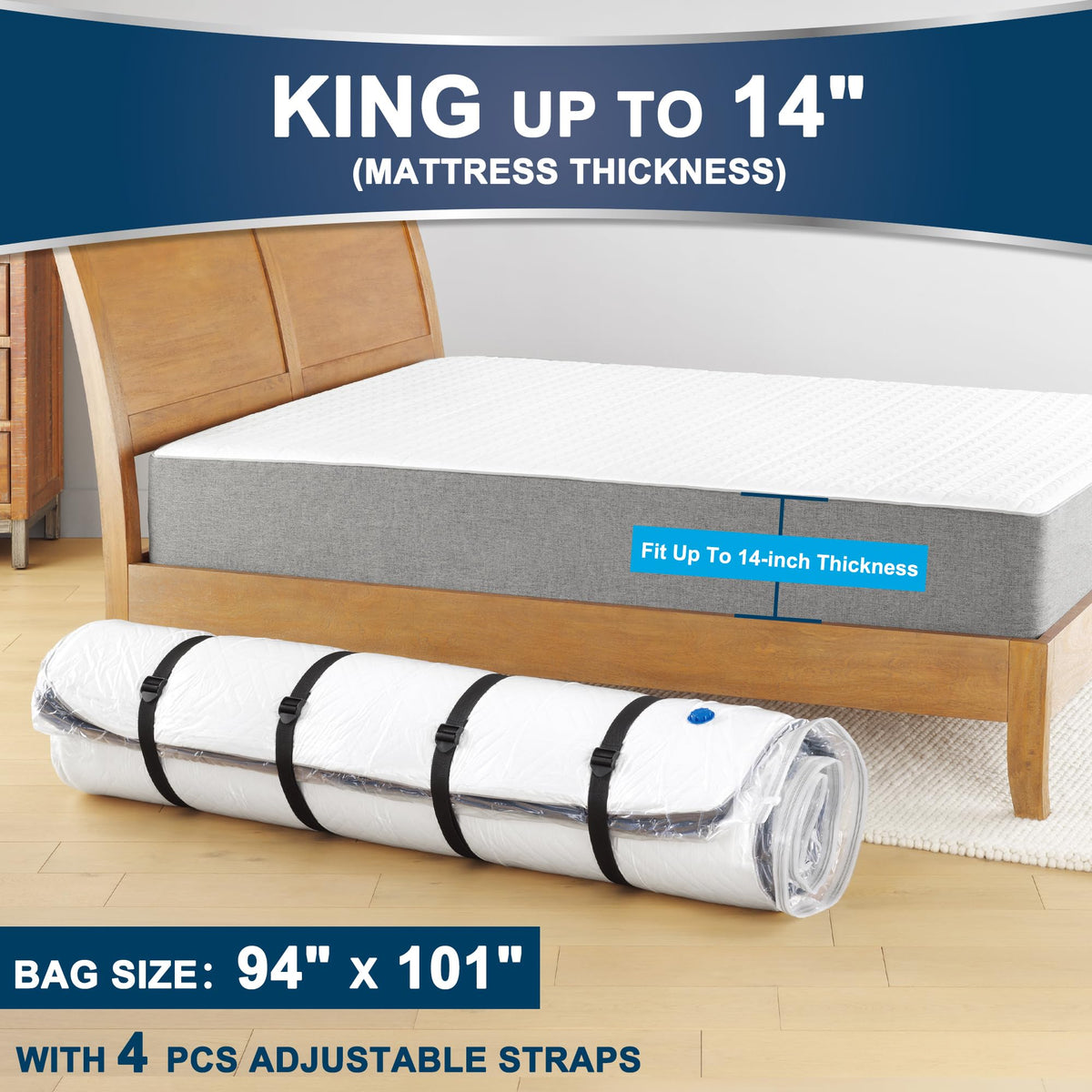 Meersburg vacuum mattress bag with double-seal zipper ensures airtight storage