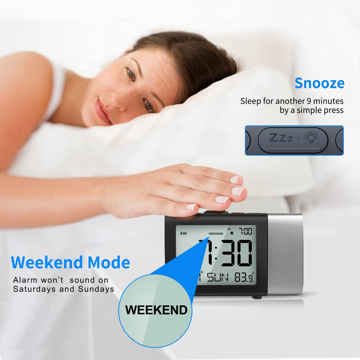 MeesMeek weekend mode avoids weekend alarms while keeping weekday alarms active.