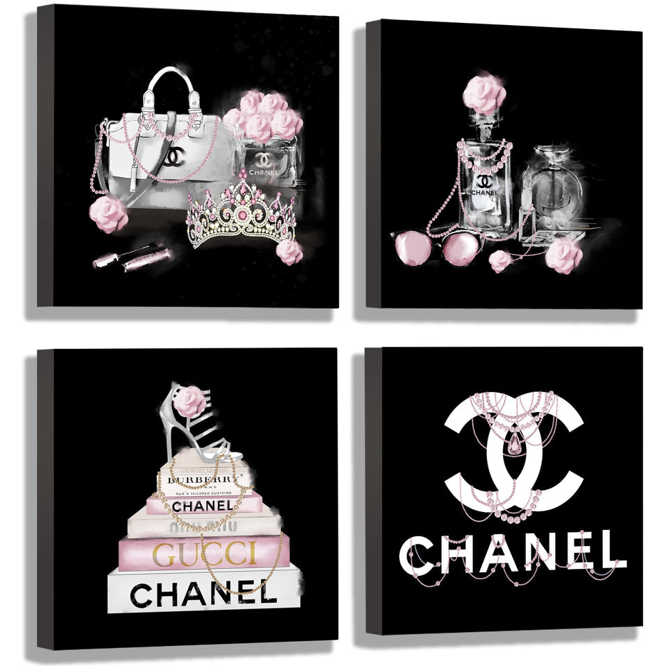 Meetdeceny black and white wall art with pink book accents for teen room decor