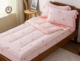 Meeting Story pillow cases add soft support with princess-style details.