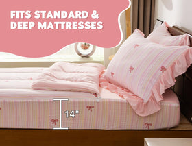 Meeting Story rainbow pattern creates a cheerful, imaginative bedtime mood.